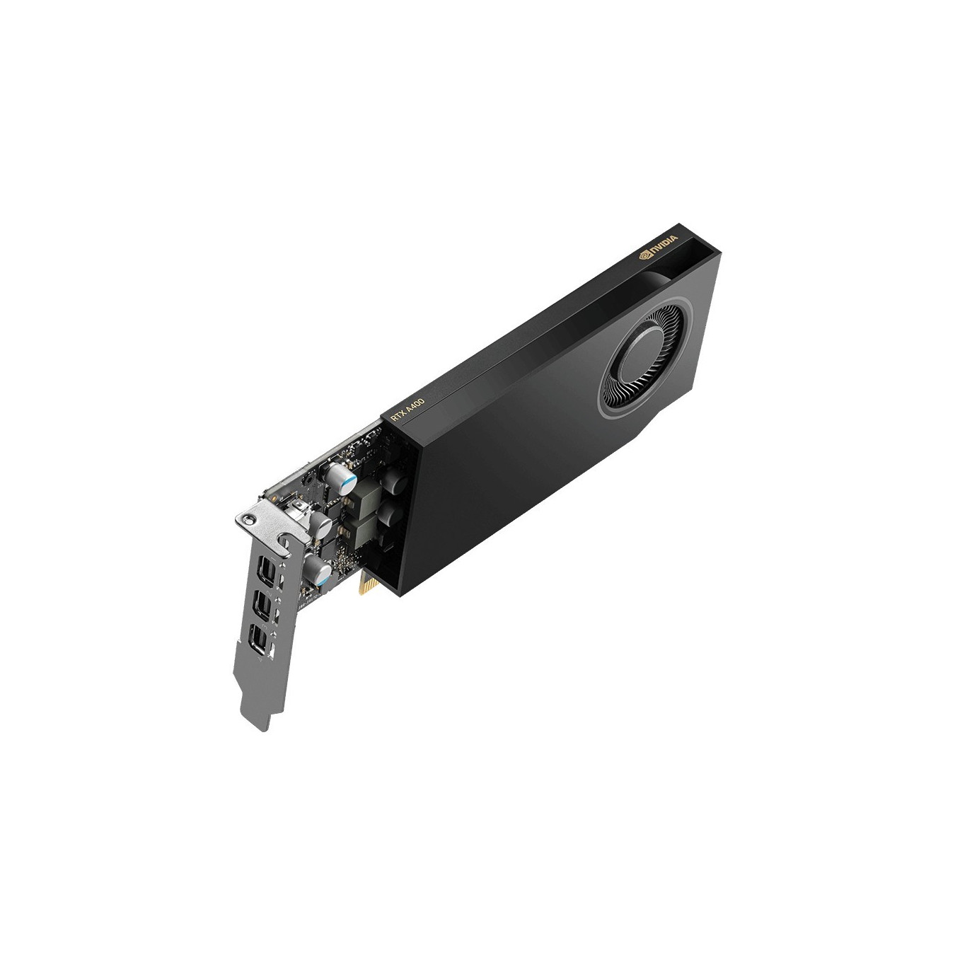 Quadro RTX A400 - VCNRTXA400-PL - Black, 4GB GDDR6, Low-Profile, PCIe x8 4.0, 4x Mini DisplayPort