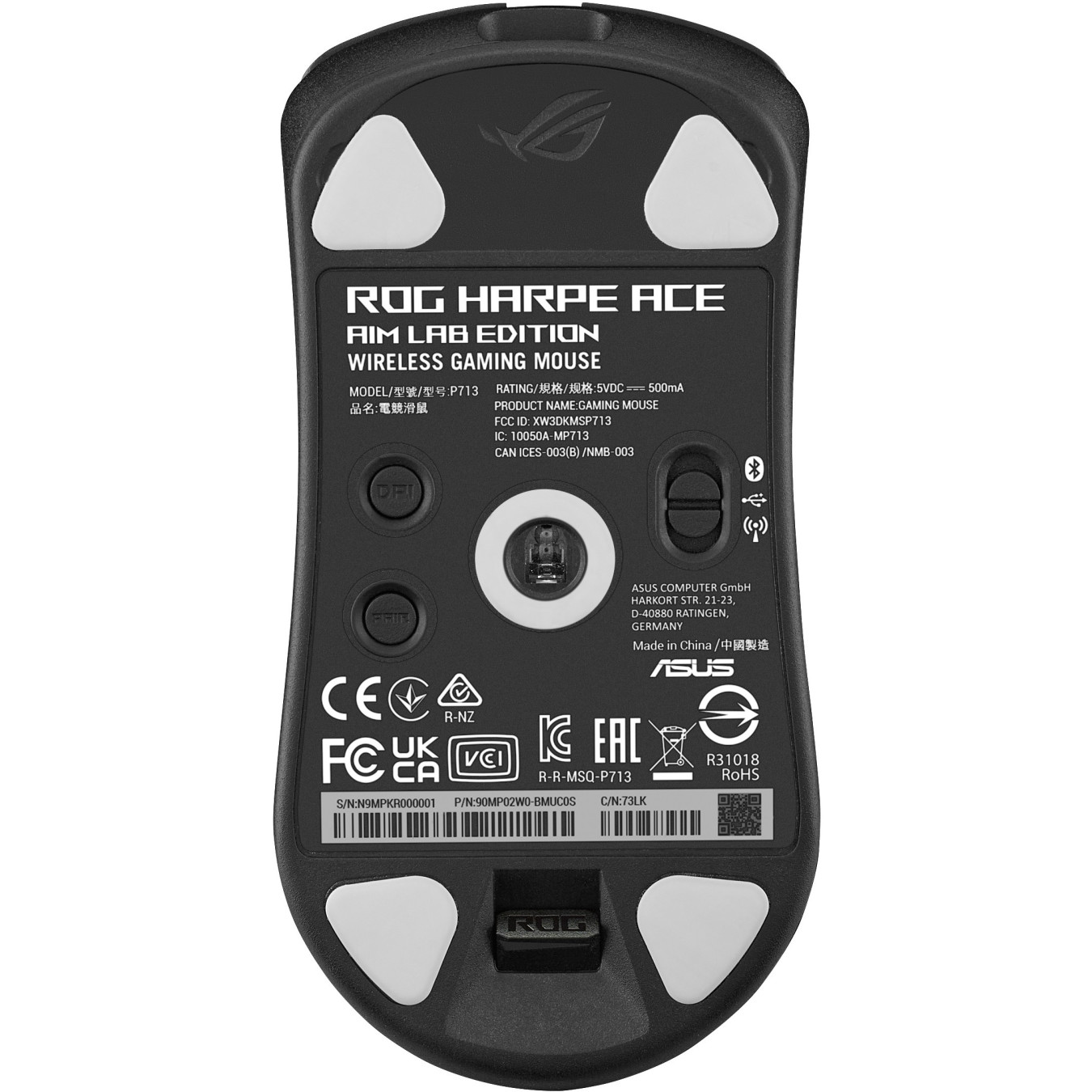 ASUS ROG Harpe Ace Aim Lab Edition Gaming Mouse - Ambidextrous, 36000 DPI, Tri-Mode RF/Bluetooth/Wired, Black