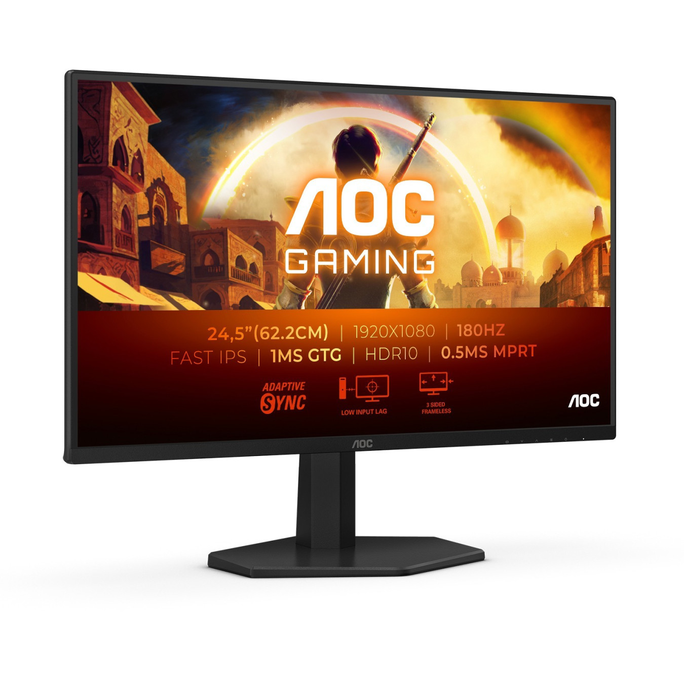 AOC 25G42E 24.5in FHD IPS Gaming Monitor - 25G42E - Black/Red, 180Hz, 1ms, G-SYNC, HDMI 2.0, DP 1.4