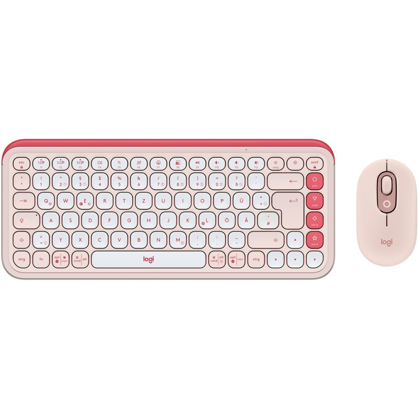 POP ICON COMBO MOUSE AND KB - Rose, Bluetooth Wireless Keyboard & Mouse (German QWERTZ, Mini Keyboard)