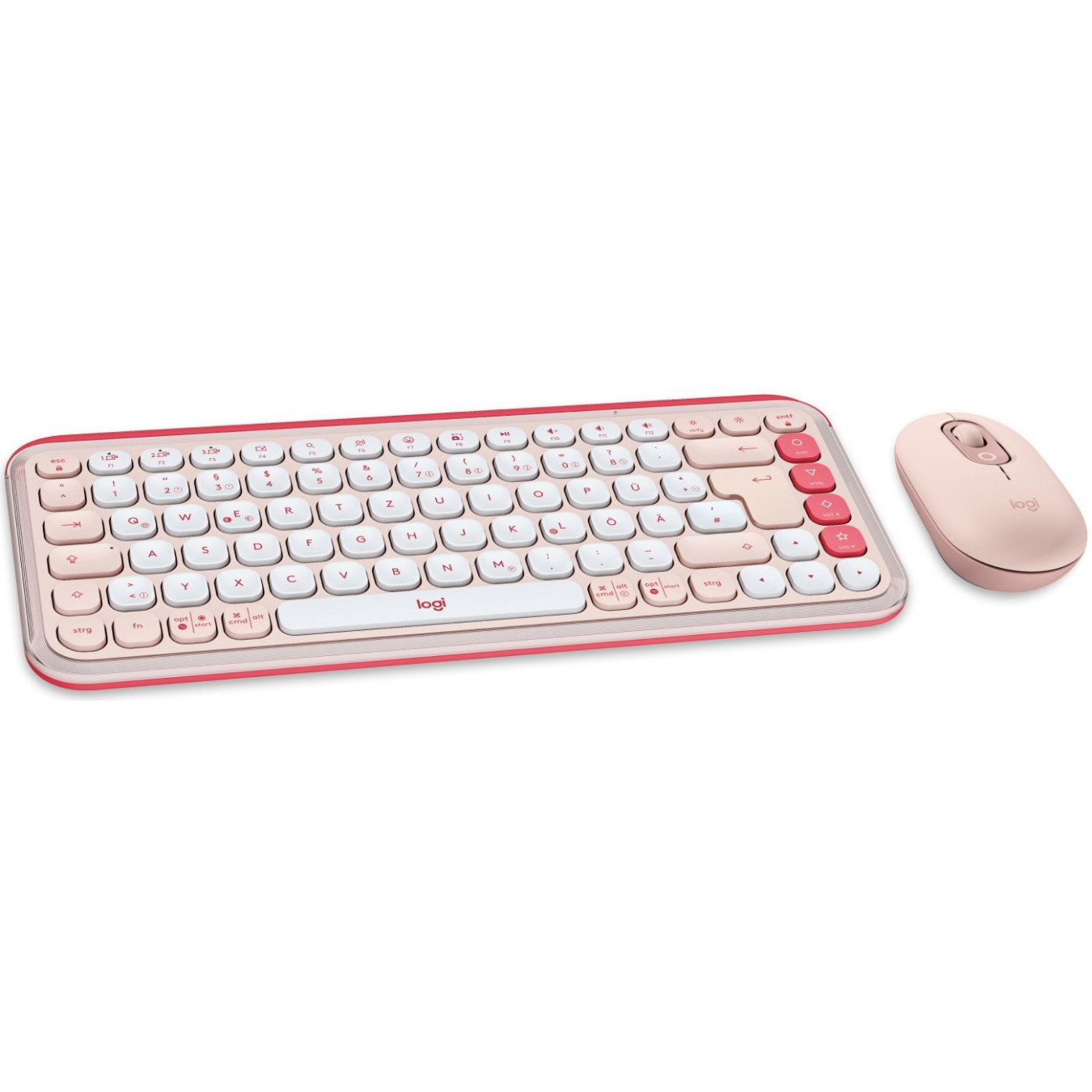 POP ICON COMBO MOUSE AND KB - Rose, Bluetooth Wireless Keyboard & Mouse (German QWERTZ, Mini Keyboard)