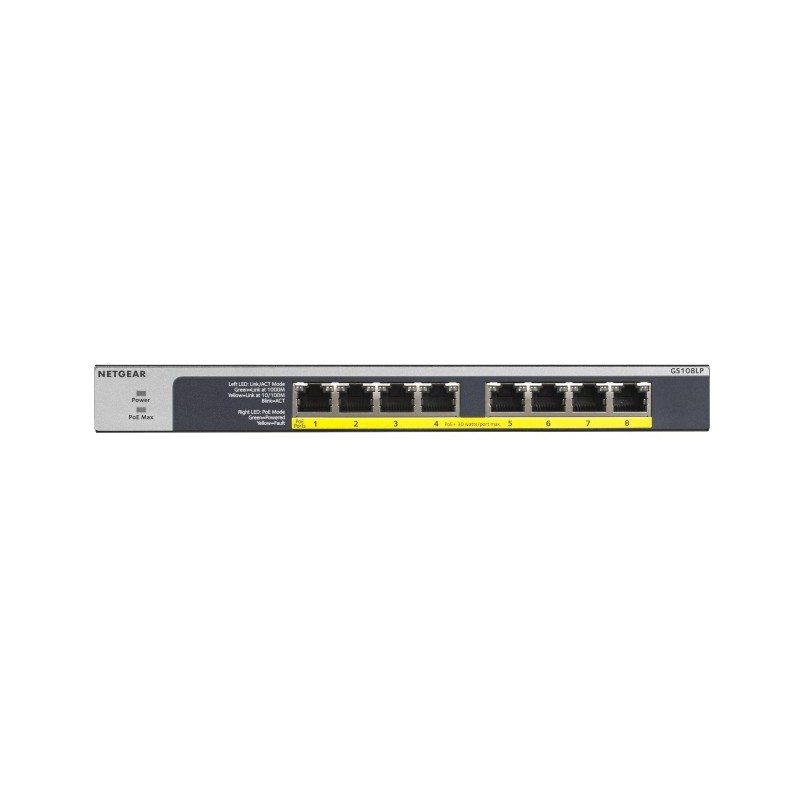 Buy NETGEAR Switch 8x GE GS108LP-100EUS - 8-Port Gigabit PoE Unmanaged (Black/Grey) in Cyprus, Nicosia, Limassol, Larnaka, Pafos