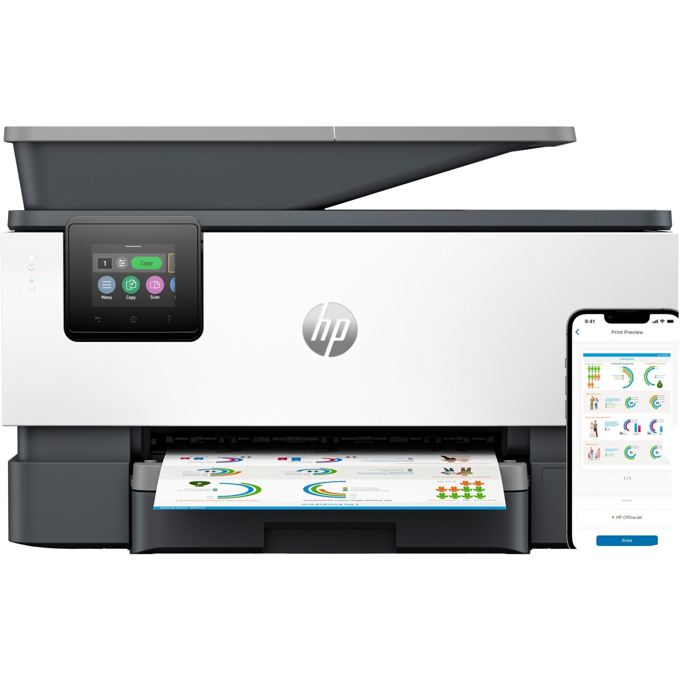 HP OfficeJet Pro 9120e All-in-One Color Printer - 9120e - (Color inkjet, A4, 4-in-1, Wi-Fi, Ethernet, USB)
