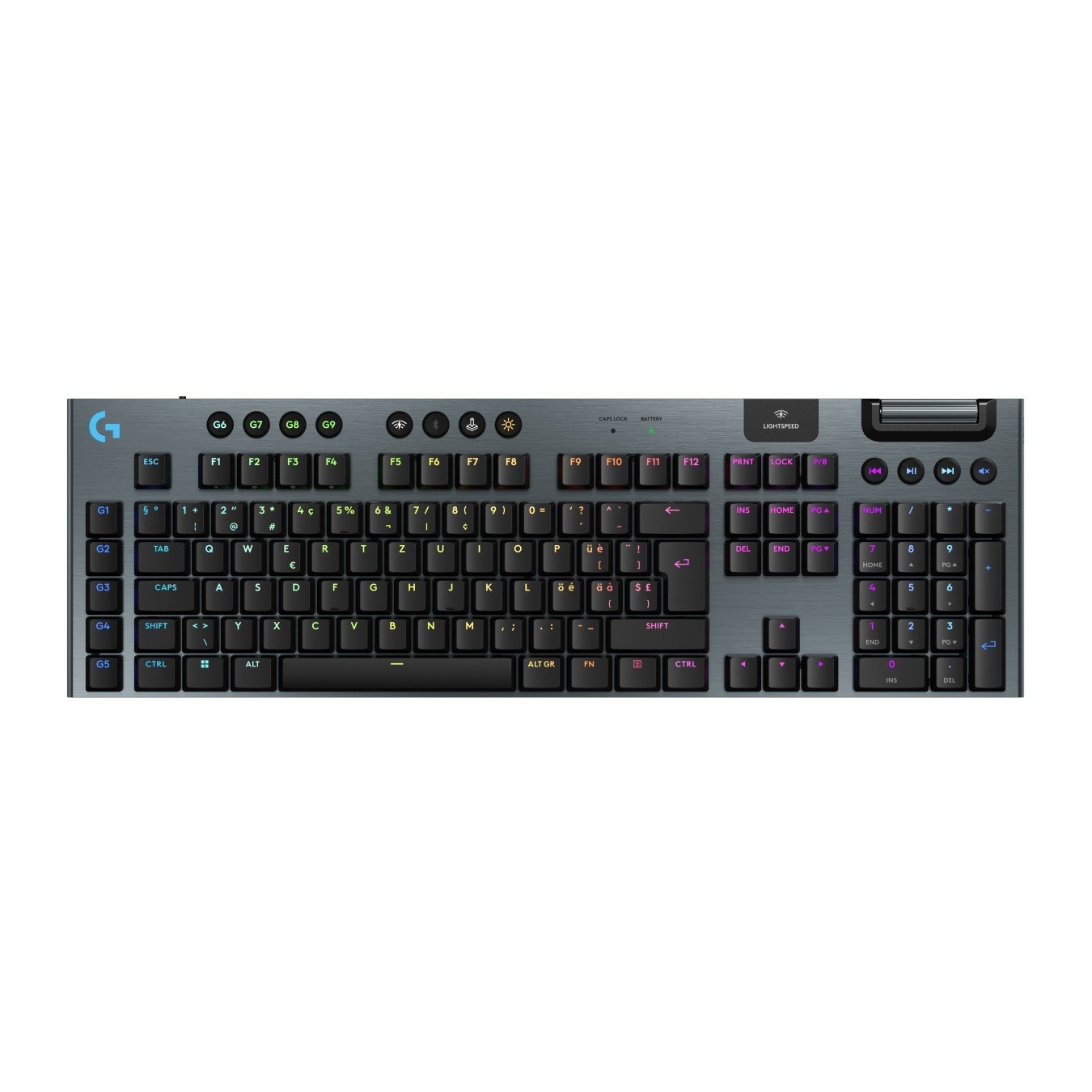 Logitech G915 X LIGHTSPEED Wireless Gaming Keyboard - Low-Profile GL Tactile, Swiss QWERTZ, Per-Key RGB, Black