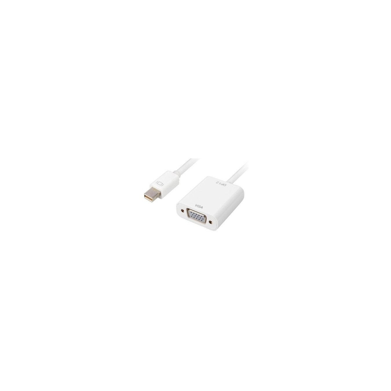 Sharkoon Mini DisplayPort to VGA Adapter Cable - 15 cm - White, Gold-Plated Contacts, DP 1.2, 4K