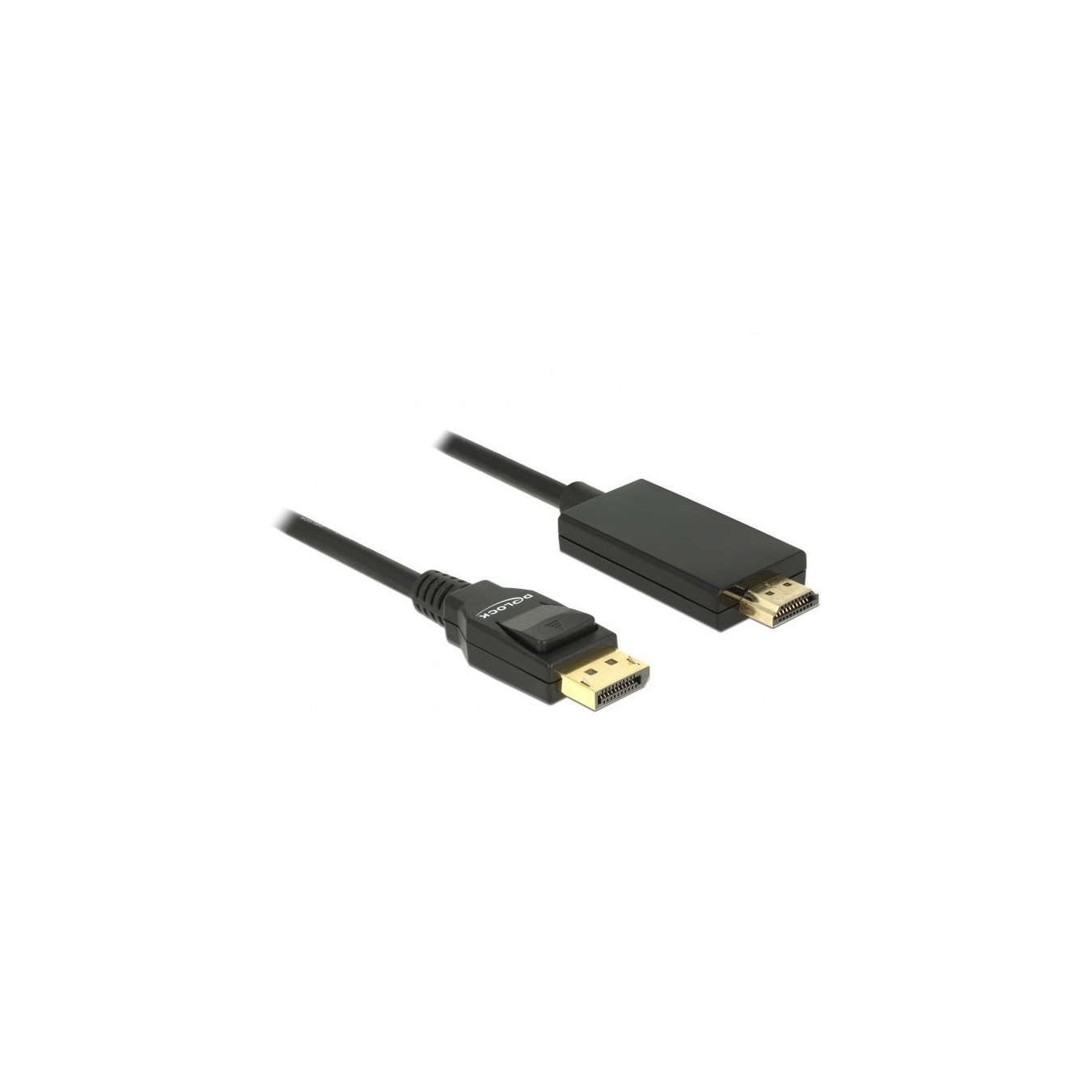 DELOCK DisplayPort 1.2 to HDMI-A Cable 2 m - 85317 - Passive 4K (3840x2160), Gold-Plated Contacts, Black