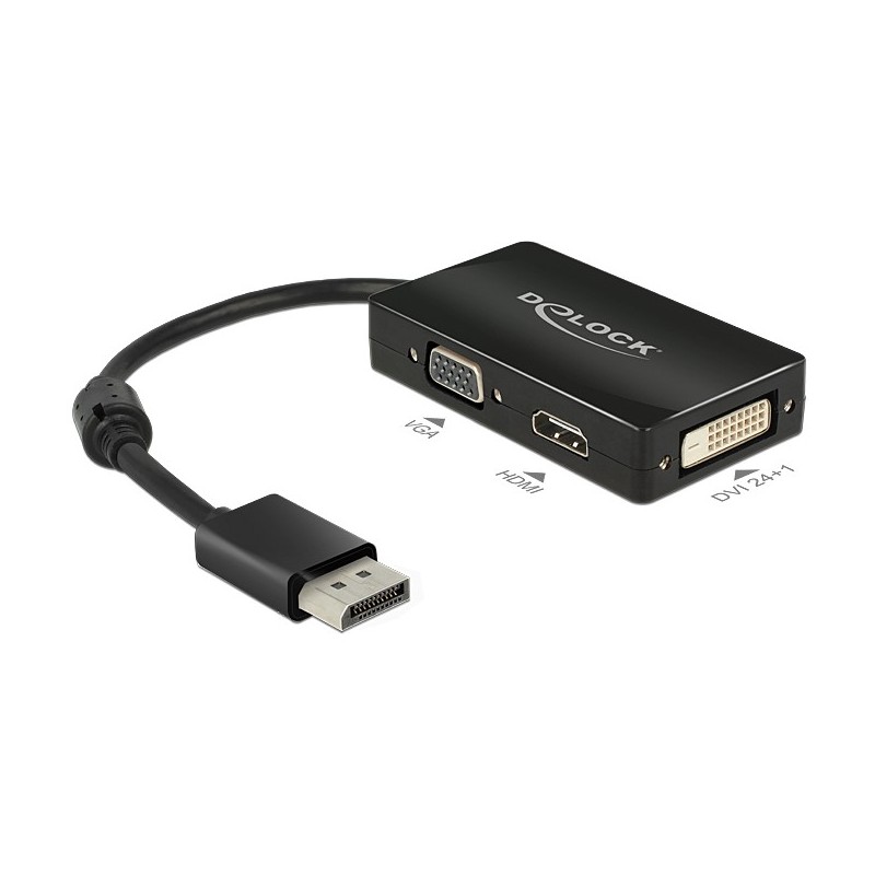Buy Delock DisplayPort to VGA/HDMI/DVI Multiport Adapter Cable - Black, 0.16 m in Cyprus, Nicosia, Limassol, Larnaka, Pafos