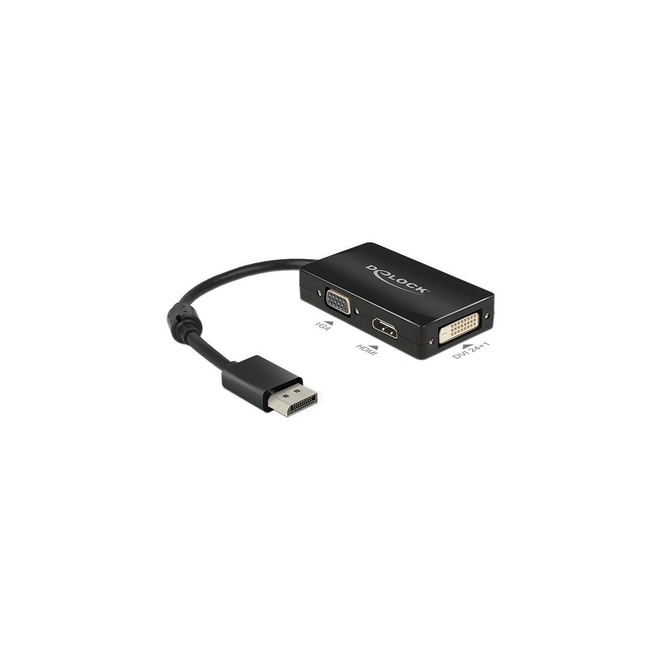 Delock DisplayPort to VGA/HDMI/DVI Multiport Adapter Cable - Black, 0.16 m — Buy in Cyprus with Fast Delivery