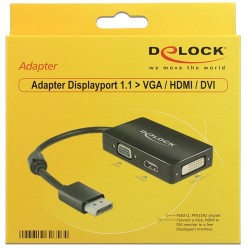 Buy Delock DisplayPort to VGA/HDMI/DVI Multiport Adapter Cable - Black, 0.16 m in Cyprus, Nicosia, Limassol, Larnaka, Pafos