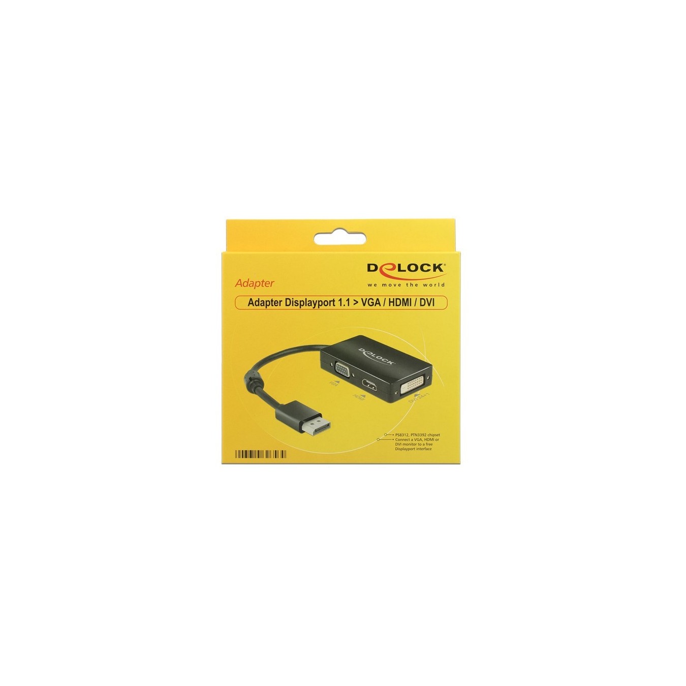 Delock DisplayPort to VGA/HDMI/DVI Multiport Adapter Cable - Black, 0.16 m — Buy in Cyprus with Fast Delivery