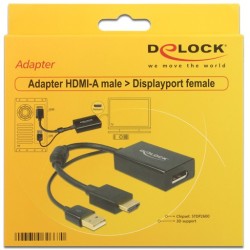 Buy DELOCK HDMI-A to DisplayPort 1.2 Adapter Cable - Black, 0.254 m, HDMI Male t... in Cyprus, Nicosia, Limassol, Larnaka, Pafos