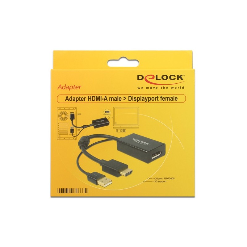 Buy DELOCK HDMI-A to DisplayPort 1.2 Adapter Cable - Black, 0.254 m, HDMI Male t... in Cyprus, Nicosia, Limassol, Larnaka, Pafos