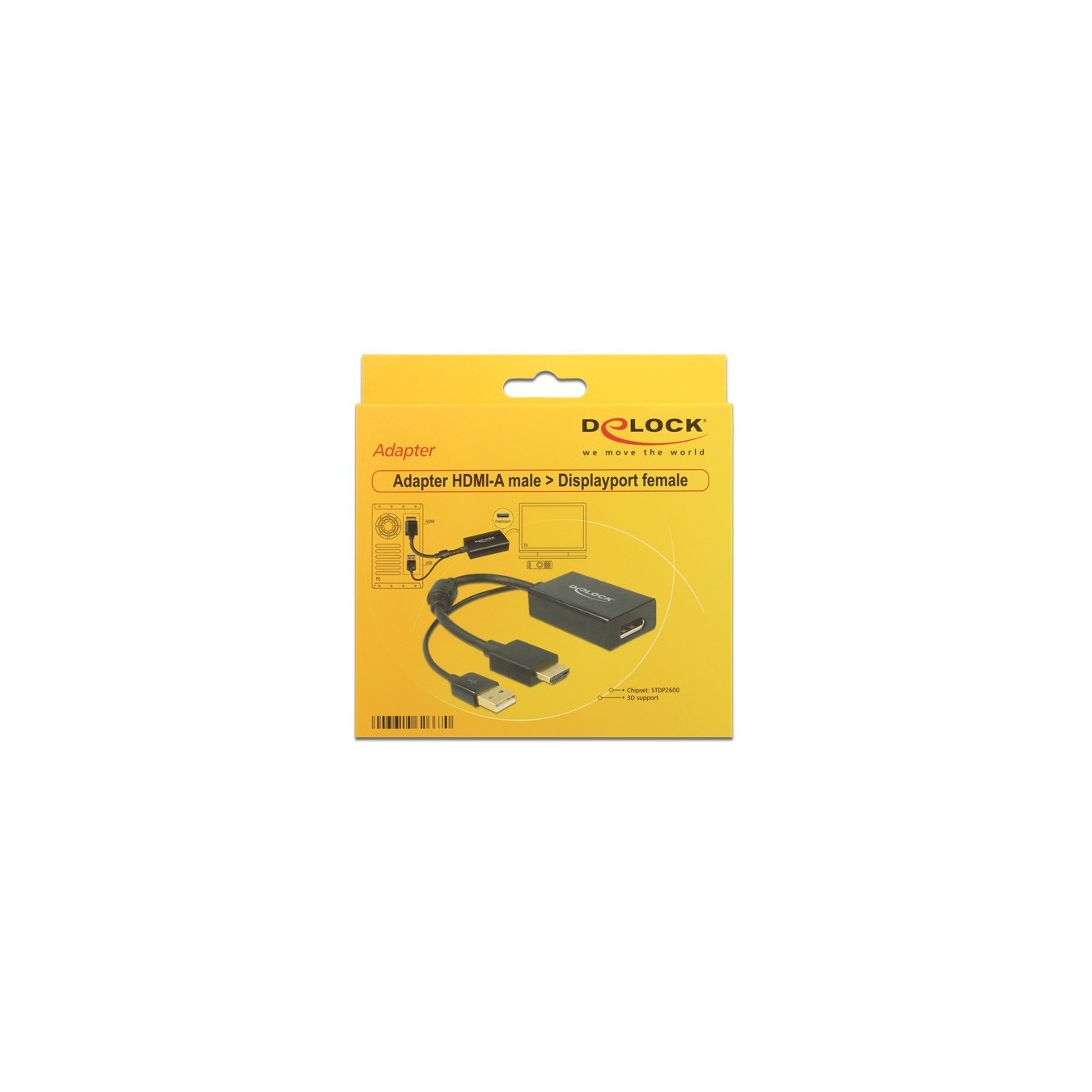 DELOCK HDMI-A to DisplayPort 1.2 Adapter Cable - Black, 0.254 m, HDMI Male to DP Female — Buy in Cyprus with Fast Delivery