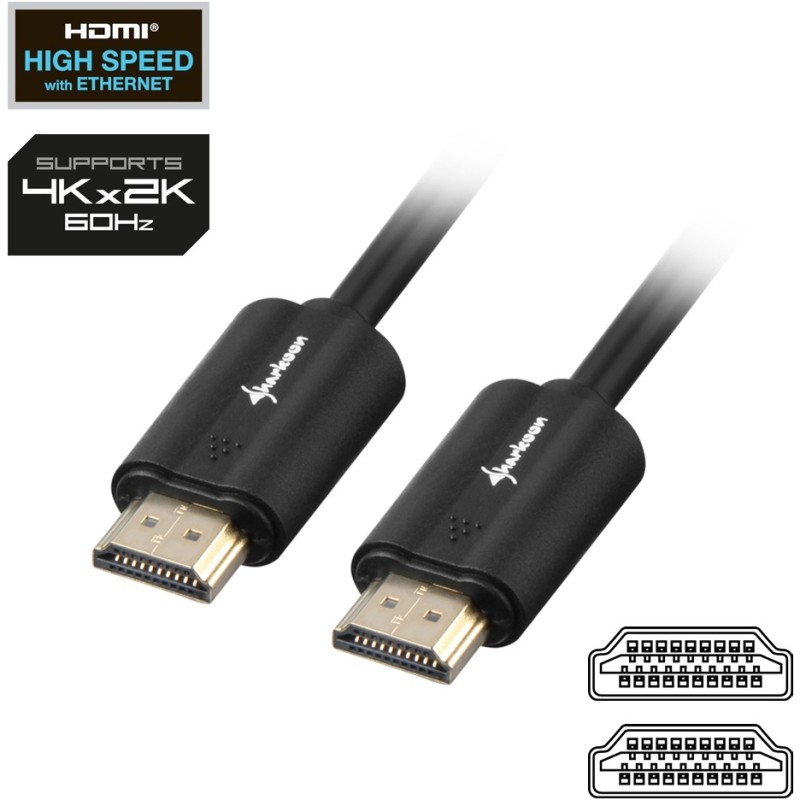 Buy Sharkoon HDMI Cable - 4K, 7.5m Black in Cyprus, Nicosia, Limassol, Larnaka, Pafos