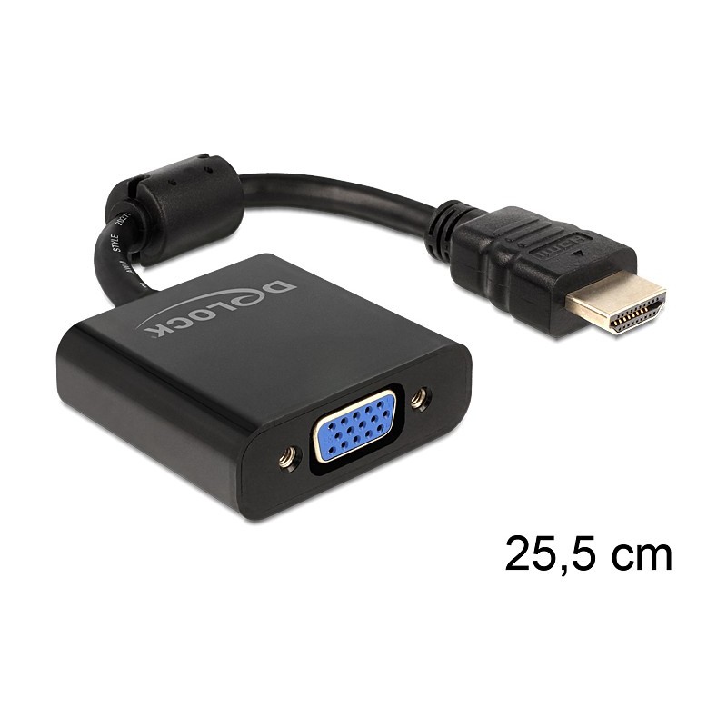 Buy DeLOCK HDMI-A to VGA Adapter Cable - 65512 - Black, 0.254 m in Cyprus, Nicosia, Limassol, Larnaka, Pafos