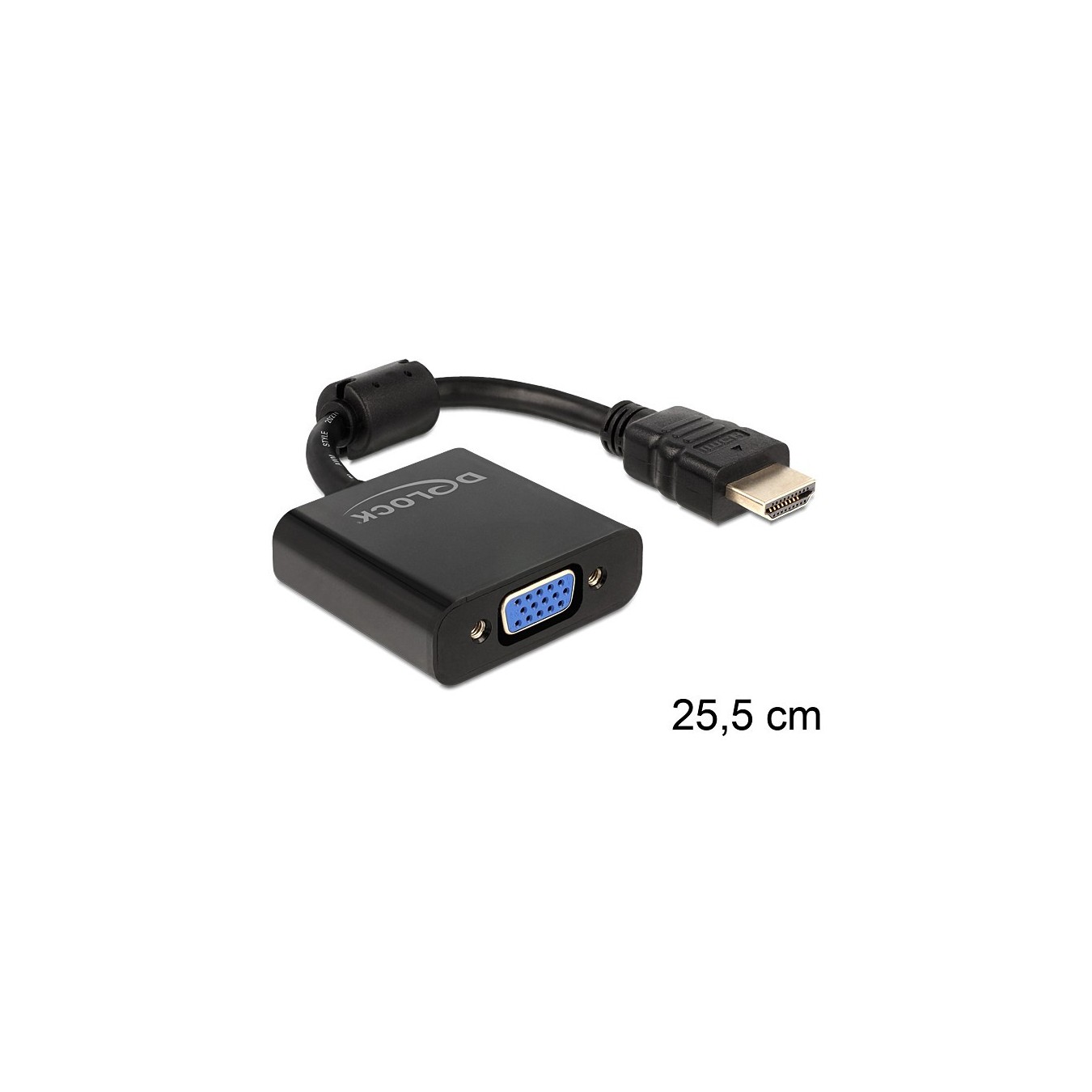 DeLOCK HDMI-A to VGA Adapter Cable - 65512 - Black, 0.254 m — Buy in Cyprus with Fast Delivery