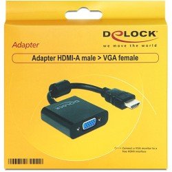 Buy DeLOCK HDMI-A to VGA Adapter Cable - 65512 - Black, 0.254 m in Cyprus, Nicosia, Limassol, Larnaka, Pafos