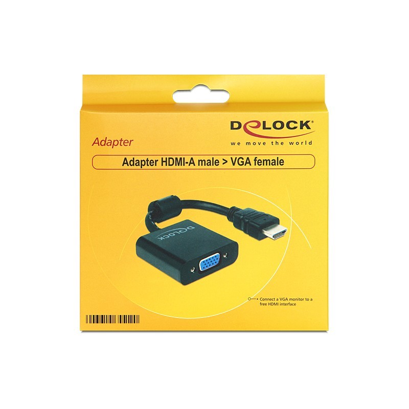 Buy DeLOCK HDMI-A to VGA Adapter Cable - 65512 - Black, 0.254 m in Cyprus, Nicosia, Limassol, Larnaka, Pafos