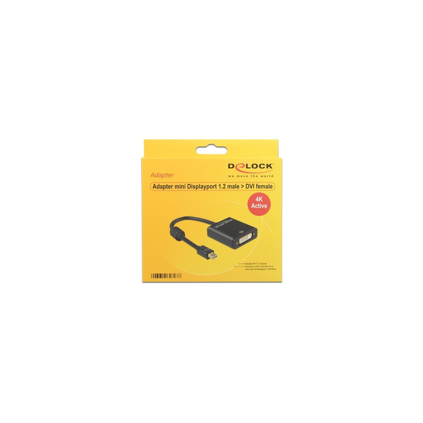 DELOCK Mini DisplayPort 1.2 to DVI-I Cable - 62603 - Black, 0.2 m, 4K Active — Buy in Cyprus with Fast Delivery