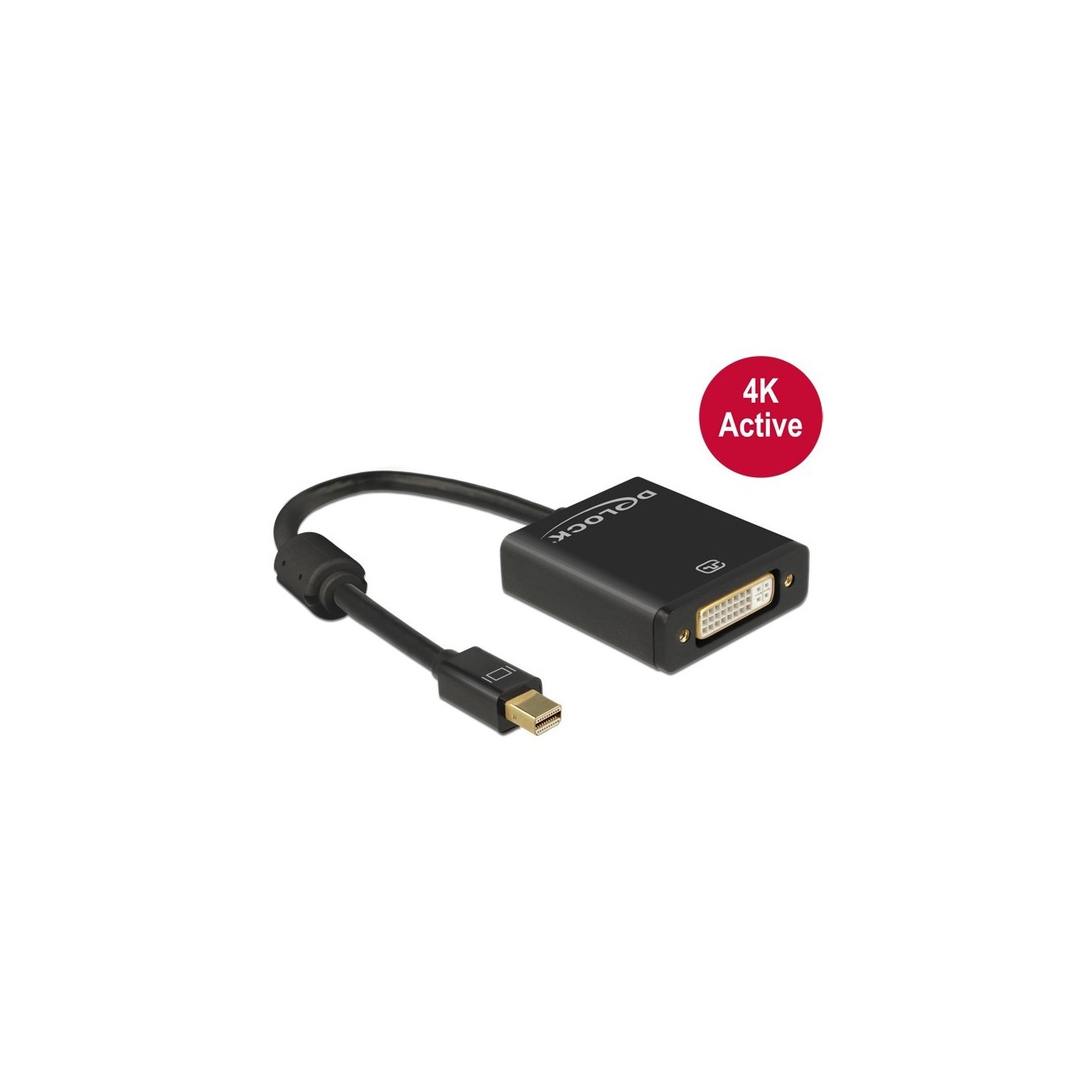 DELOCK Mini DisplayPort 1.2 to DVI-I Cable - 62603 - Black, 0.2 m, 4K Active — Buy in Cyprus with Fast Delivery