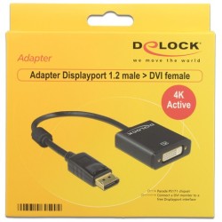 Buy DeLock DP 1.2 to DVI-I Adapter - 62599 - Black, 4K in Cyprus, Nicosia, Limassol, Larnaka, Pafos