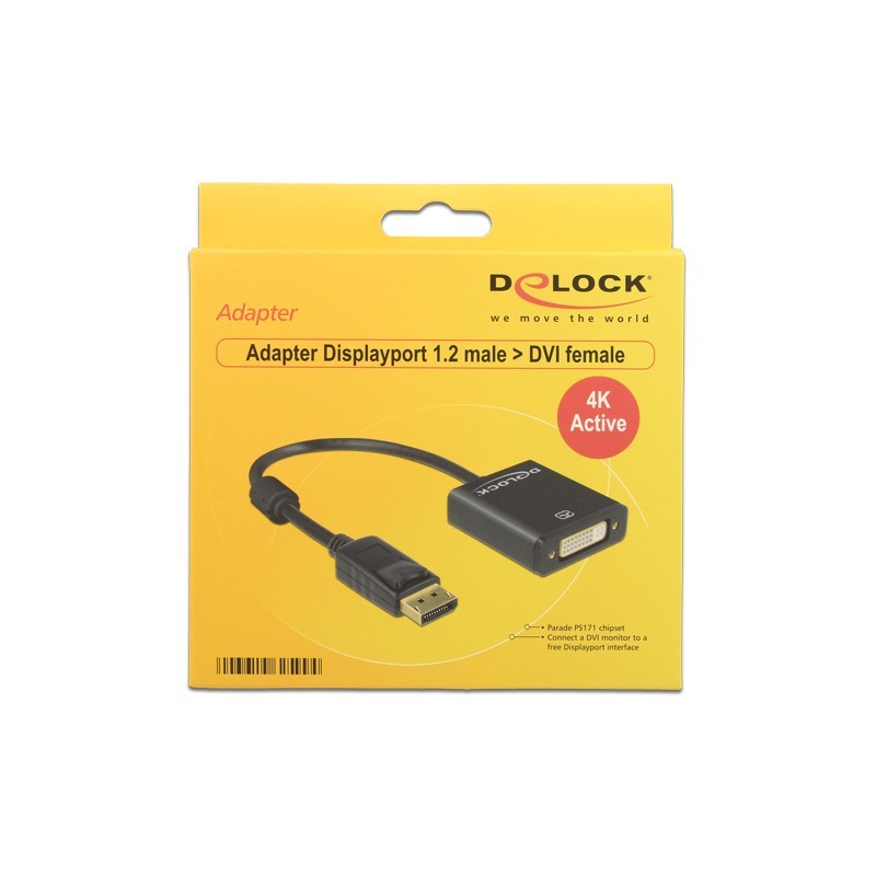Buy DeLock DP 1.2 to DVI-I Adapter - 62599 - Black, 4K in Cyprus, Nicosia, Limassol, Larnaka, Pafos