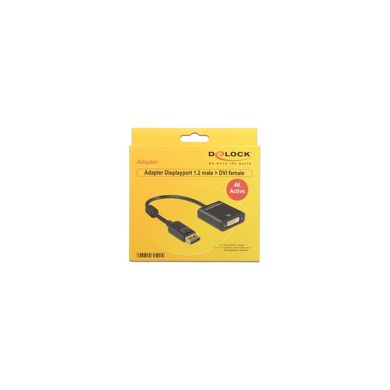 DeLock DP 1.2 to DVI-I Adapter - 62599 - Black, 4K — Buy in Cyprus with Fast Delivery