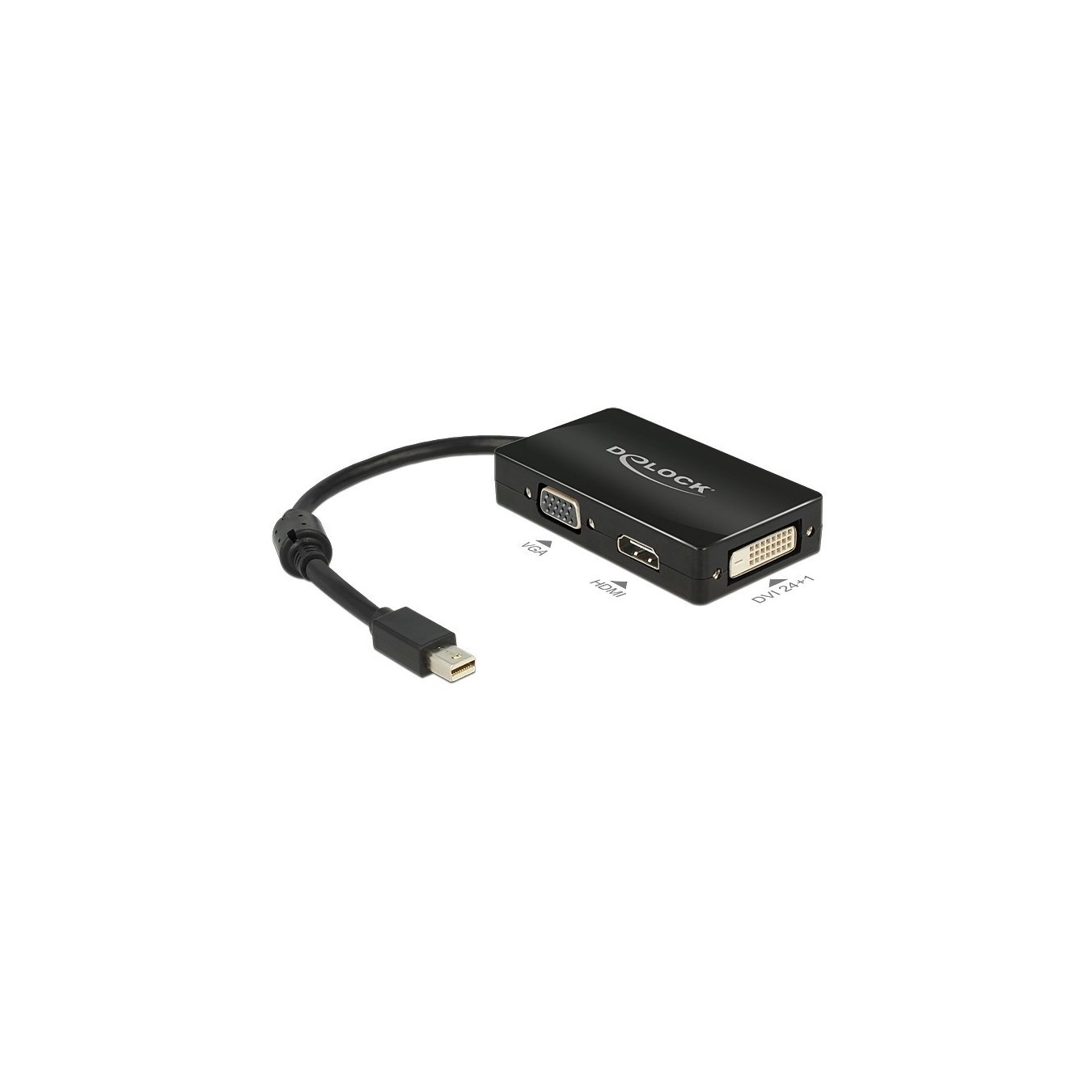 DELOCK Mini DisplayPort to VGA + HDMI + DVI Adapter Cable - Black — Buy in Cyprus with Fast Delivery