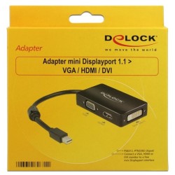 Buy DELOCK Mini DisplayPort to VGA + HDMI + DVI Adapter Cable - Black in Cyprus, Nicosia, Limassol, Larnaka, Pafos