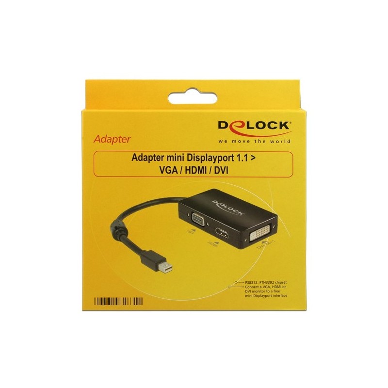Buy DELOCK Mini DisplayPort to VGA + HDMI + DVI Adapter Cable - Black in Cyprus, Nicosia, Limassol, Larnaka, Pafos