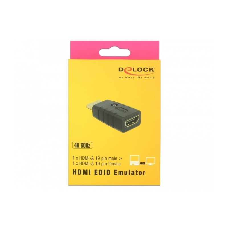 Buy DELOCK HDMI-A Male to HDMI-A Female EDID Emulator Adapter - 63320 - Black, 4... in Cyprus, Nicosia, Limassol, Larnaka, Pafos