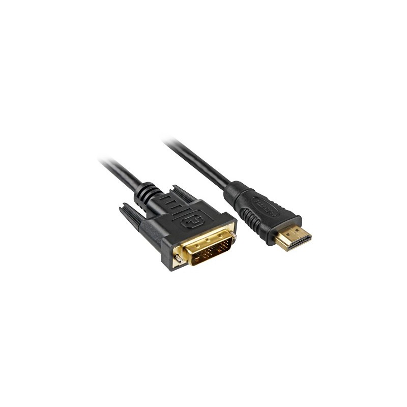 Buy Sharkoon HDMI to DVI-D Cable - 4044951015221 - Black, 3 m, Gold-plated contacts in Cyprus, Nicosia, Limassol, Larnaka, Pafos