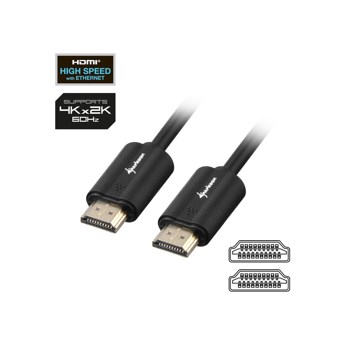 Sharkoon HDMI Cable - 5 m - Black - HDMI 2.0, 4K — Buy in Cyprus with Fast Delivery