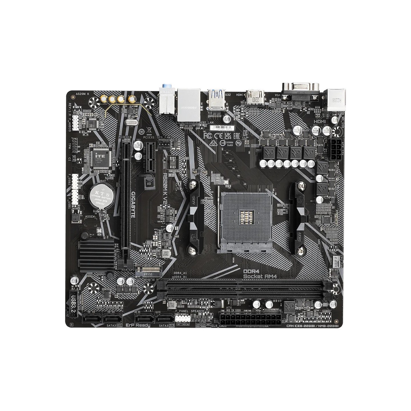Gigabyte A520M K V2 - AM4 Micro-ATX Motherboard | AMD A520, DDR4 up to 64GB, 1x M.2 PCIe 3.0, HDMI 2.1 (Boxed)