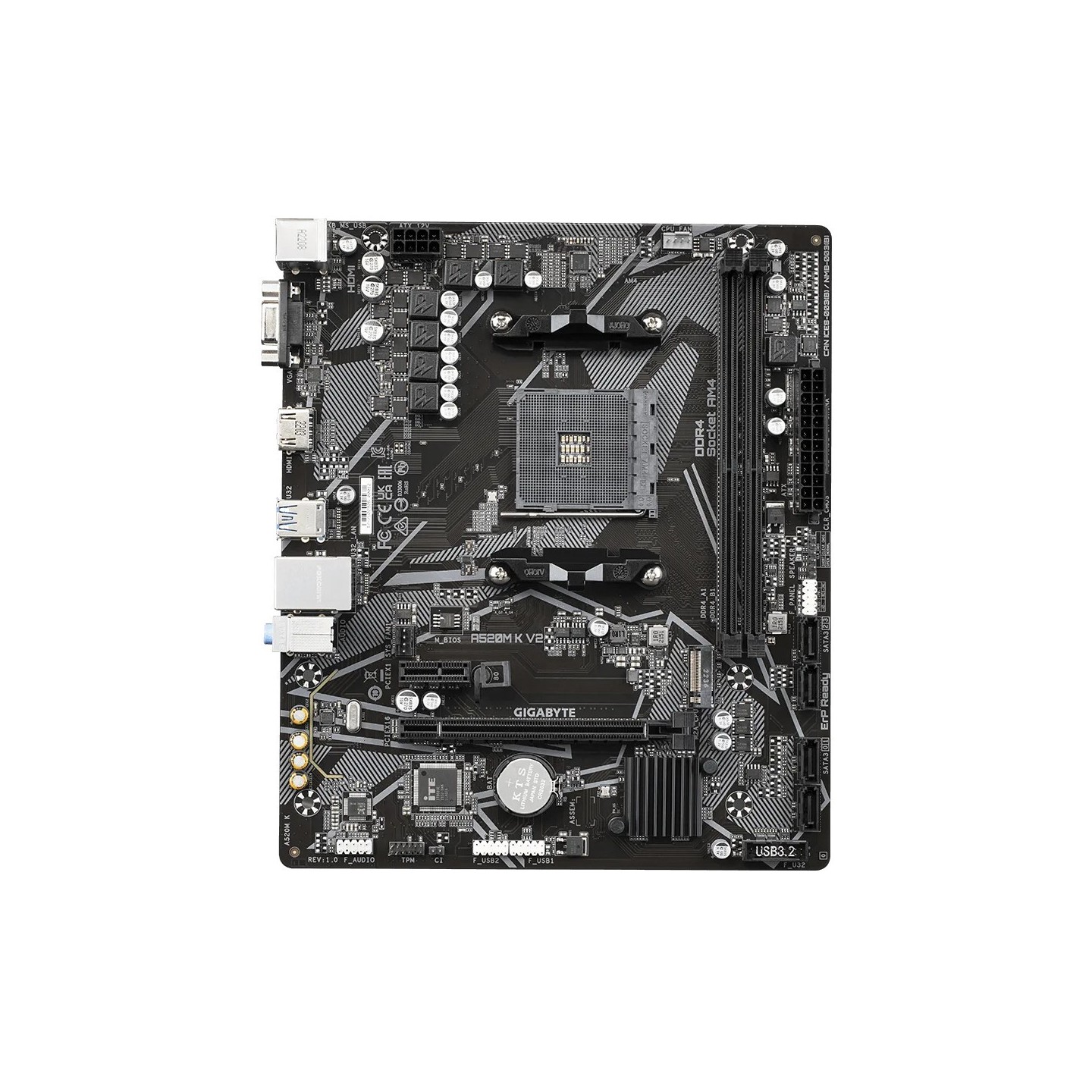 Gigabyte A520M K V2 - AM4 Micro-ATX Motherboard | AMD A520, DDR4 up to 64GB, 1x M.2 PCIe 3.0, HDMI 2.1 (Boxed)