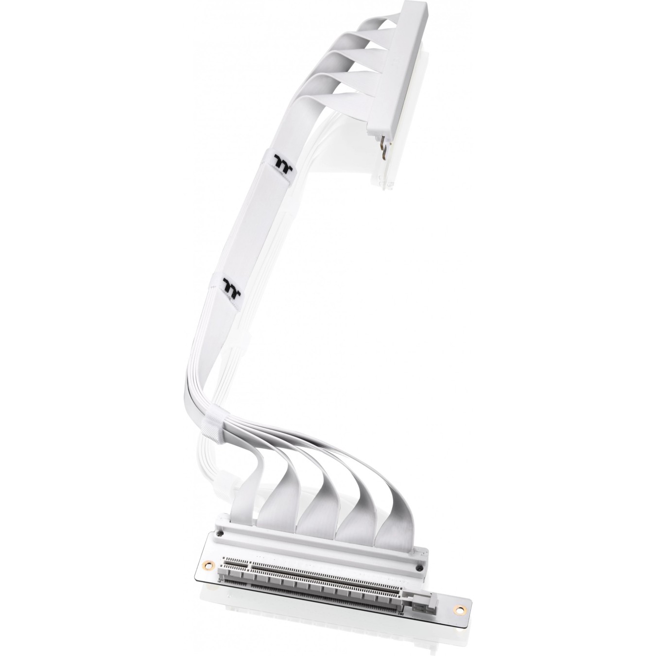 Thermaltake PCI-E 4.0 Dual 90° Riser Cable 400mm Snow - AC-077-CO6OTN-C1 - White, PCIe x16 Gen 4.0, 90° angled