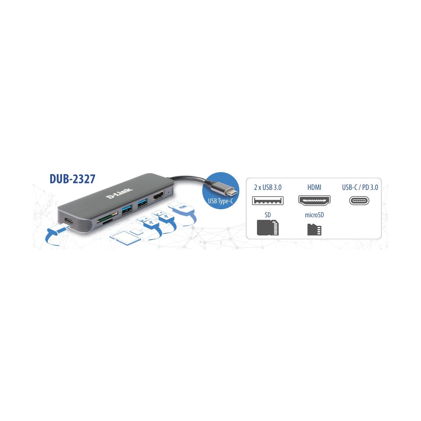D-Link DUB-2327 6-in-1 USB-C Hub with HDMI - DUB-2327 - Grey — Buy in Cyprus with Fast Delivery