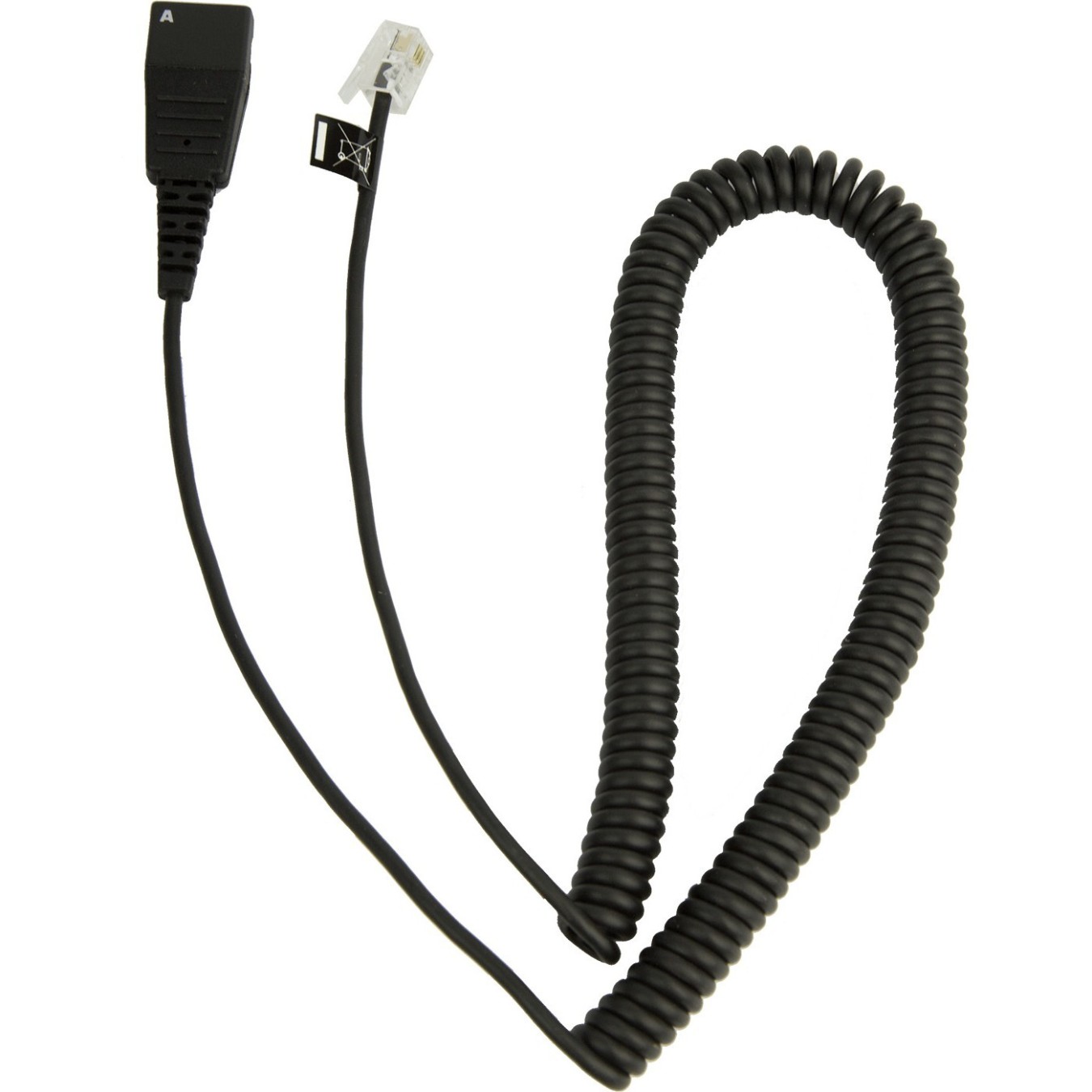 Jabra Anschlusskabel QD auf RJ10 - 8800-01-37 - Black, 0.5 m cable with 2 m coiled length — Buy in Cyprus with Fast Delivery