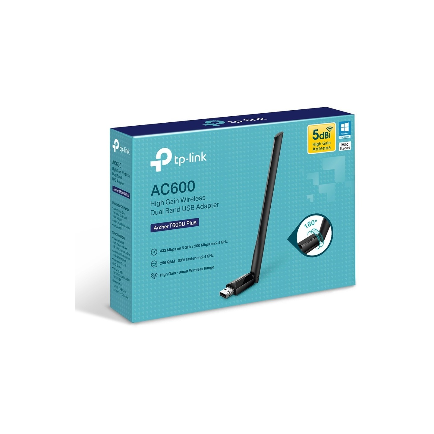 TP-Link Archer T600U Plus - Archer T600U Plus - Black USB 2.0 AC600 Dual-Band WLAN Adapter — Buy in Cyprus with Fast Delivery