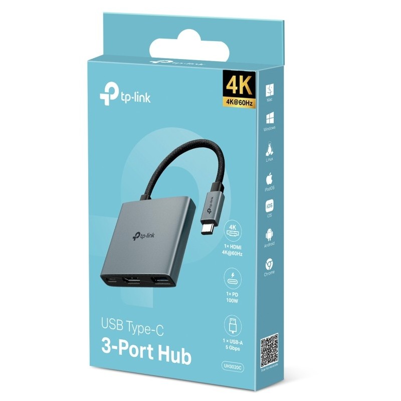Buy TP-Link Hub UH6120C USB-C 3-Port Hub - UH6120C - (Grey Aluminium, 5 Gbps, HD... in Cyprus, Nicosia, Limassol, Larnaka, Pafos