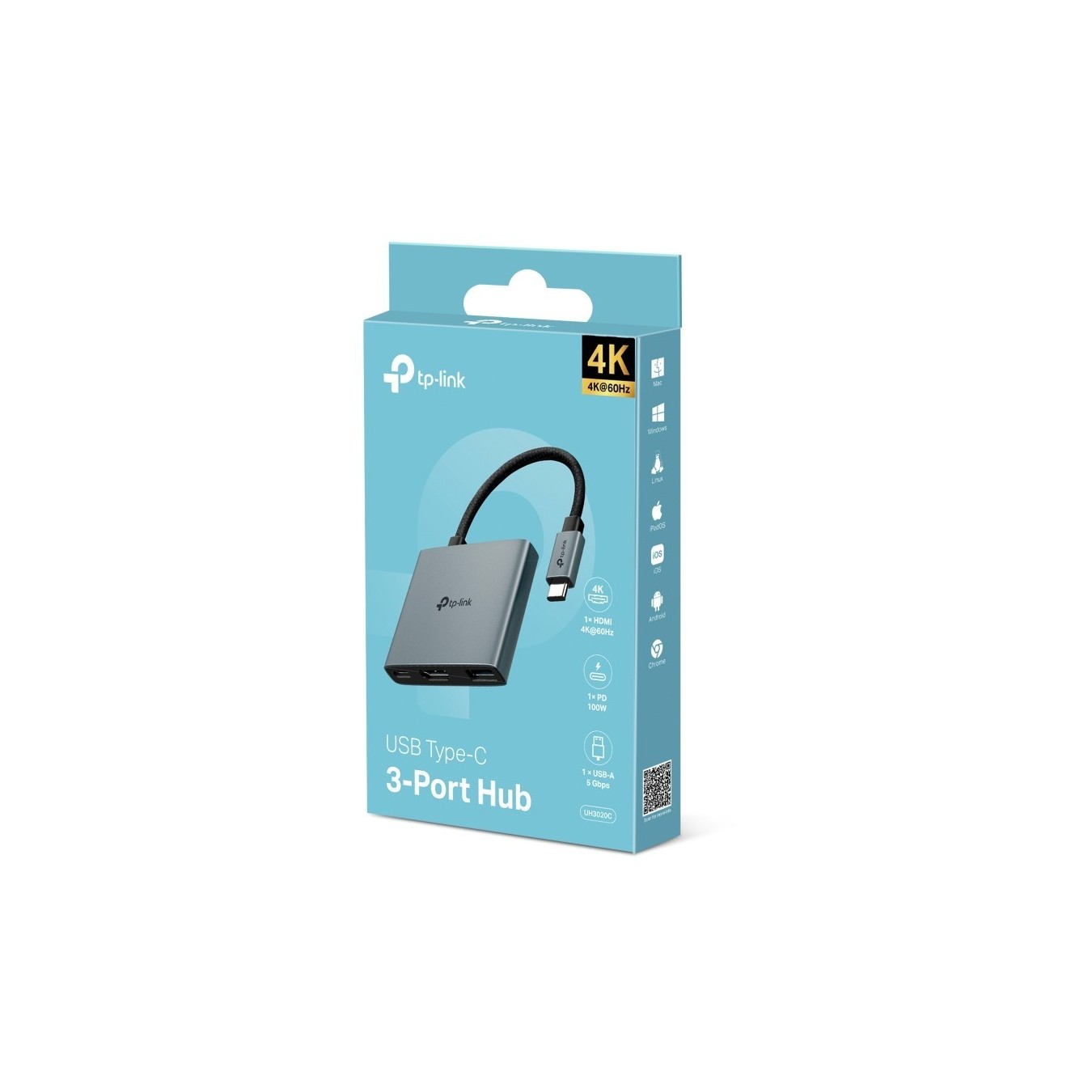 TP-Link Hub UH6120C USB-C 3-Port Hub - UH6120C - (Grey Aluminium, 5 Gbps, HDMI, USB-C, USB-A)