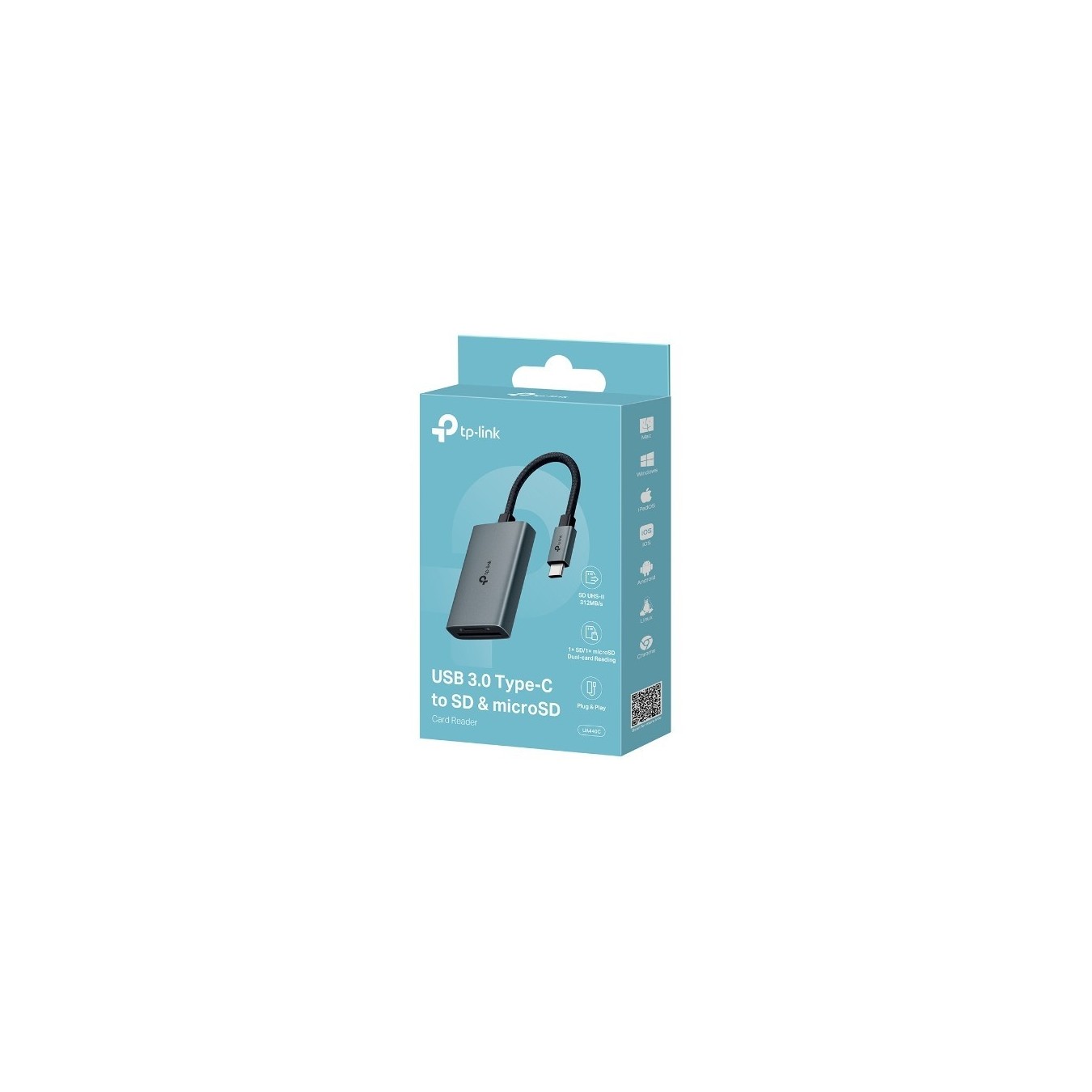 TP-Link HUB - UA440C - USB-C SD & microSD Hub, Grey Aluminium — Buy in Cyprus with Fast Delivery