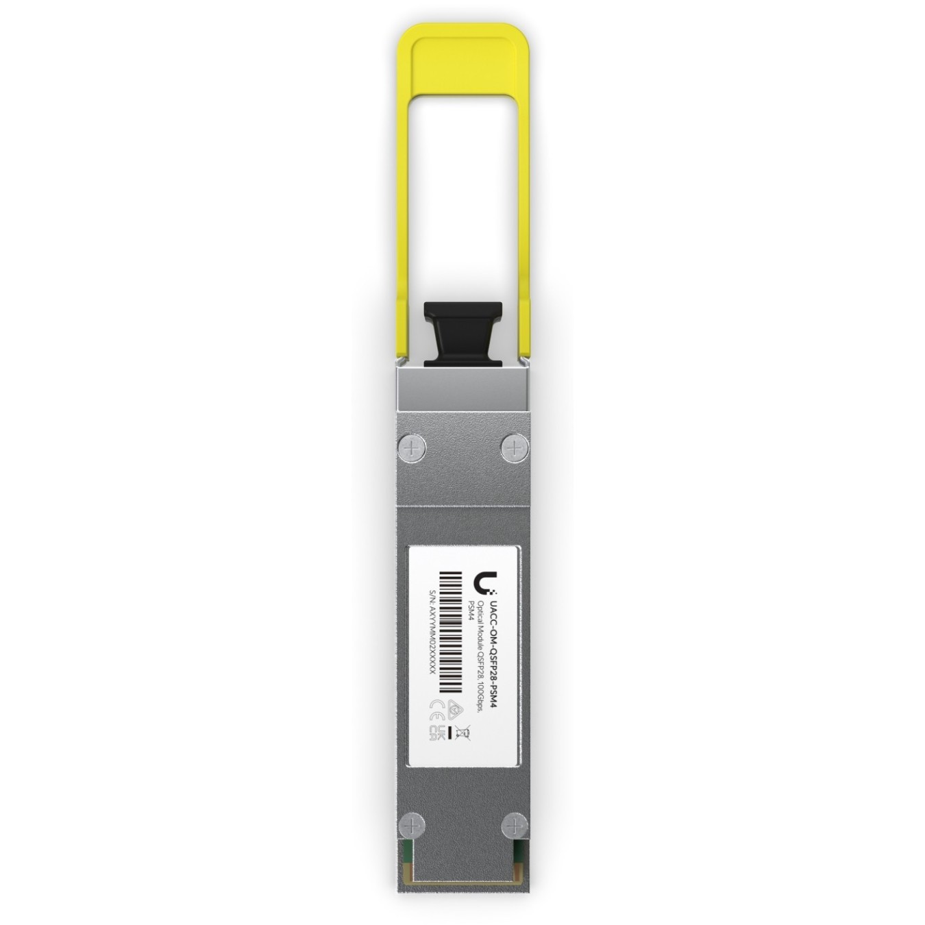 Ubiquiti QSFP28 Module 100G PSM4 - UACC-OM-QSFP28-PSM4 - QSFP28, SMF, MPO-12, 2km, 1310nm, Grey/Yellow