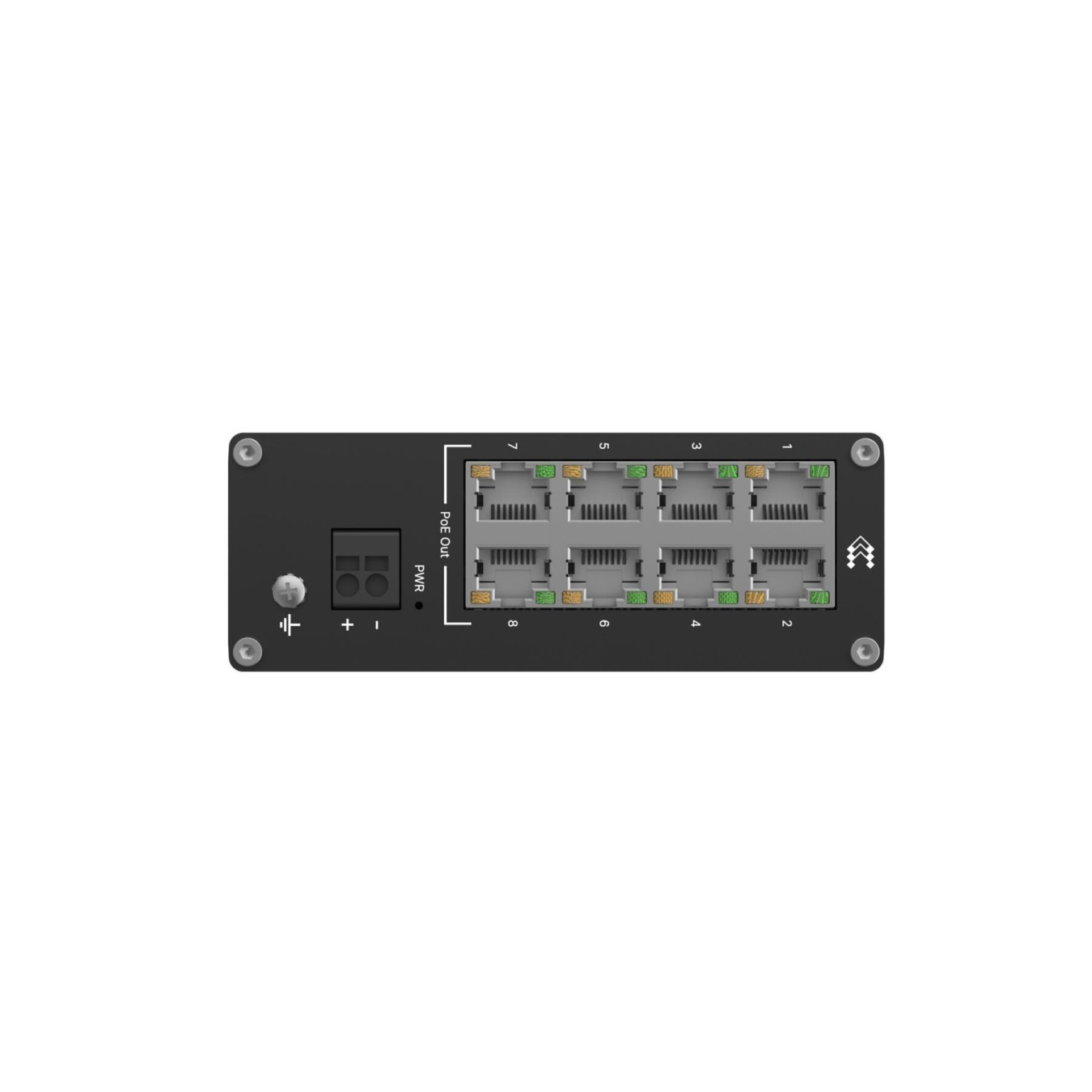 Teltonika TSW040 Unmanaged 8-Port PoE+ Switch - TSW040 - 8x Fast Ethernet, 240W PoE Budget, 48V, Black, Aluminium