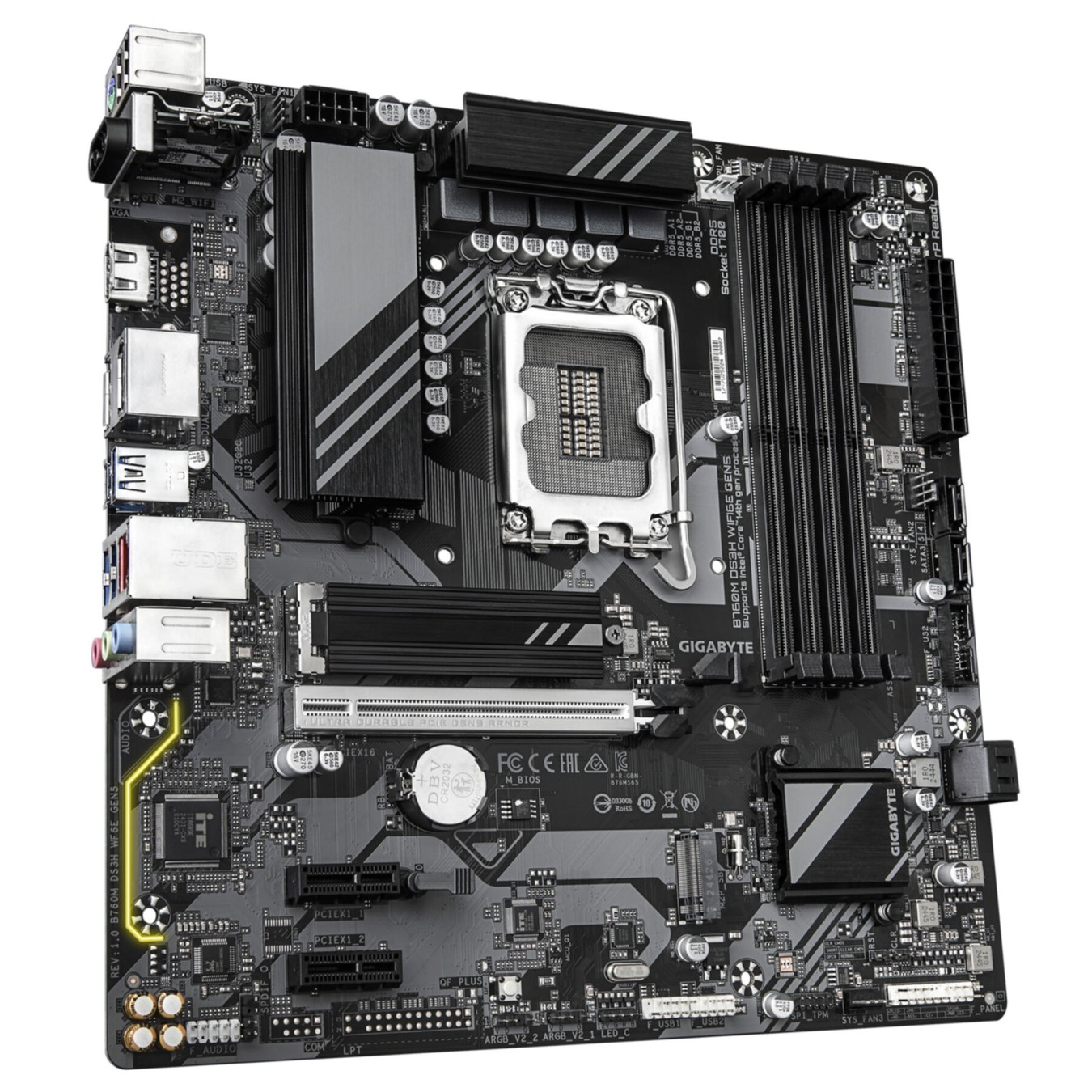 Gigabyte GA-B760M-DS3H WF6E GEN5 - LGA1700 Micro-ATX, DDR5, 256GB, 2x M.2, PCIe 5.0, Wi-Fi 6E