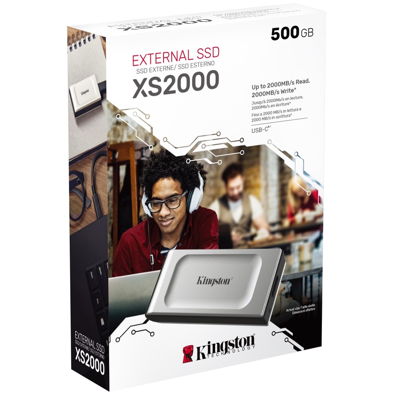 Kingston XS2000 500GB Portable NVMe SSD - XS2000 - USB-C Gen2, 2000 MB/s, Black/Silver — Buy in Cyprus with Fast Delivery