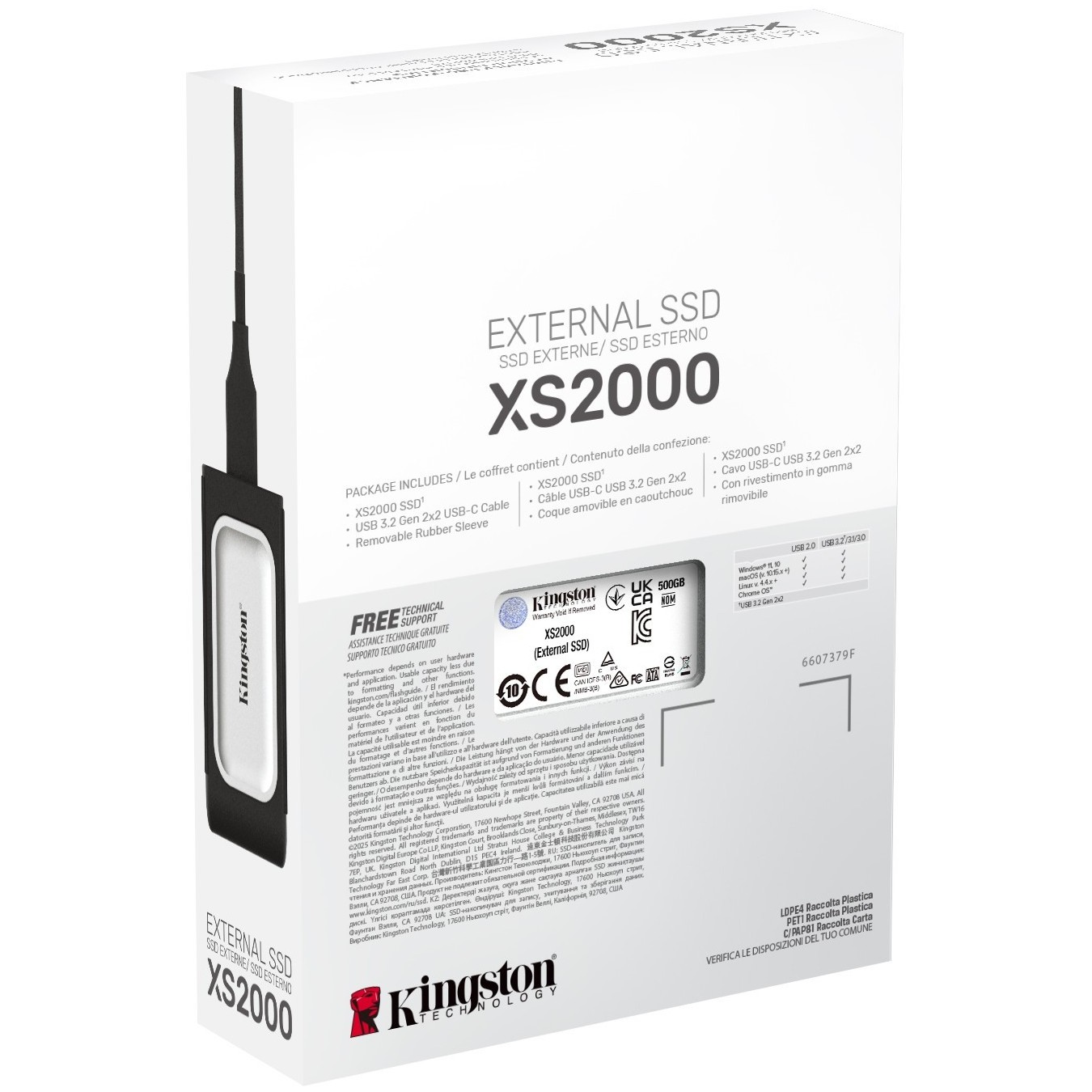 Kingston XS2000 500GB Portable NVMe SSD - XS2000 - USB-C Gen2, 2000 MB/s, Black/Silver — Buy in Cyprus with Fast Delivery