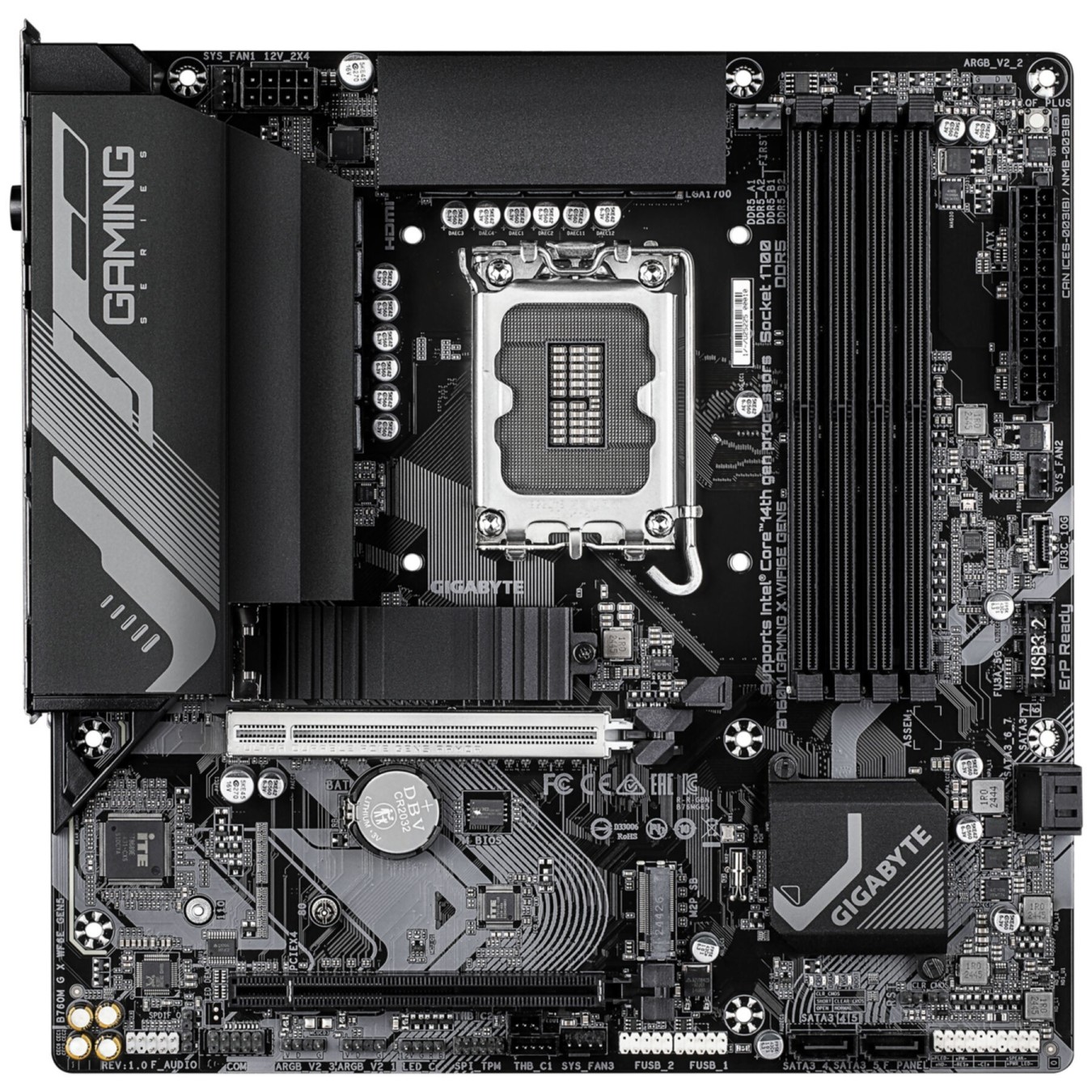 Gigabyte GA-B760M G X WF6E GEN5 - LGA1700, DDR5, 4x DIMM, Micro-ATX, PCIe 5.0, 2x M.2, 256 GB max, Intel B760, Wi-Fi 6E