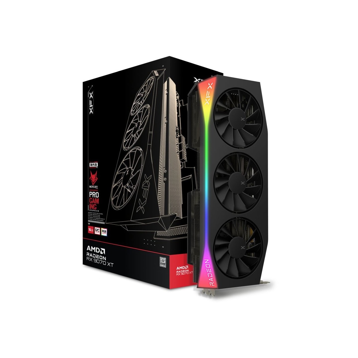 XFX Mercury RX 9070 XT OC 16GB GDDR6 PCIe 5.0 3-Fan RGB - Black (Boxed) — Buy in Cyprus with Fast Delivery