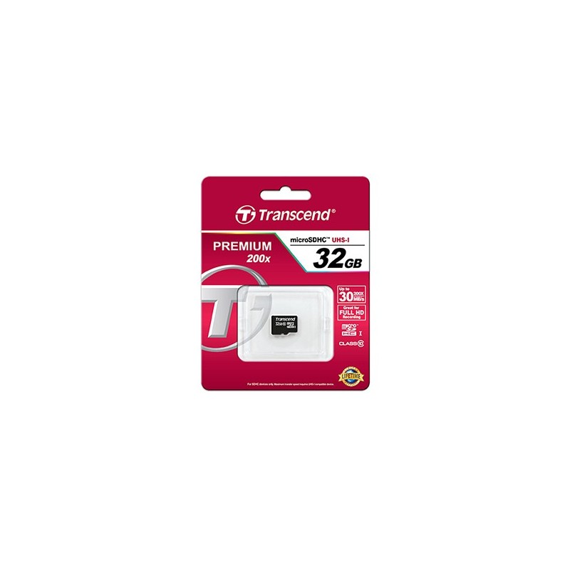 Buy Transcend Premium MicroSDHC Card 32GB - Black, 90 MB/s, Adapter Included in Cyprus, Nicosia, Limassol, Larnaka, Pafos